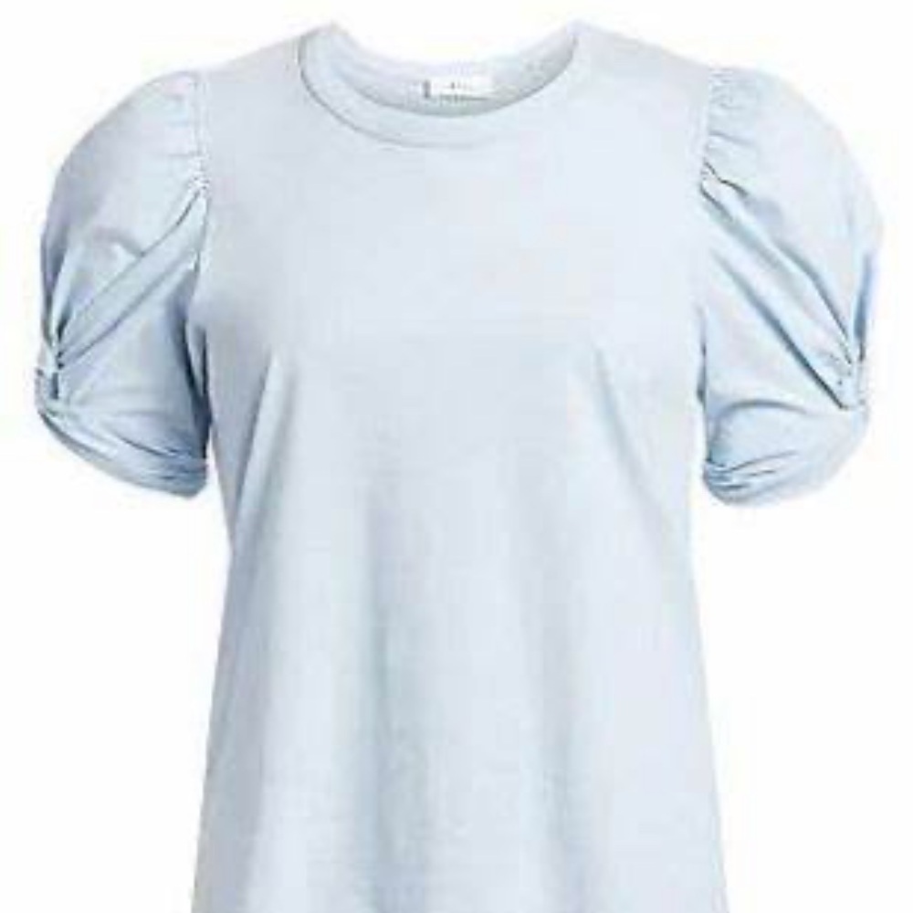 A.L.C. KATI PUFF SLEEVE TEE SHIRT IN BABY BLUE COTTON FABRICATION SIZE SMALL